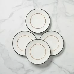 Kate Spade, Lenox Make It Pop 9.25" Accent Plate Set Of 4 Black, Gold