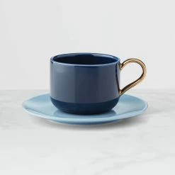 Kate Spade, Lenox Make It Pop Cup, Saucer Navy, Light Blue