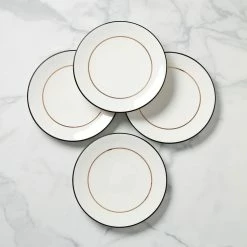 Kate Spade, Lenox Make It Pop 10.5" Dinner Plate Set Of 4 Black, Gold