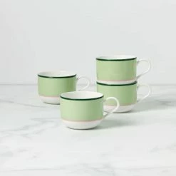 Kate Spade, Lenox Make It Pop Mug Set Of 4 Green, Pink