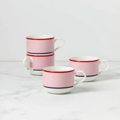Kate Spade, Lenox Make It Pop Mug Set Of 4 Pink, Blue