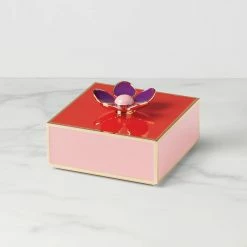 Kate Spade, Lenox Make It Pop Floral Covered Box Red, Pink