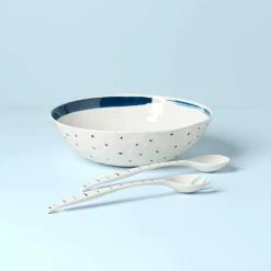 Lenox Blue Bay Melamine 11.5" Salad Bowl With Servers