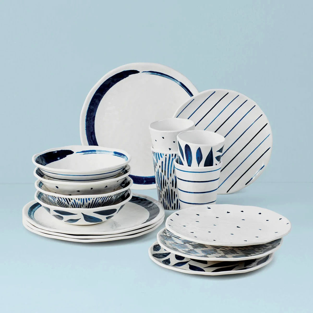 Lenox Blue Bay Melamine 16 Piece Dinner Set 1 Lenox Blue Bay Melamine 16 Piece Dinner Set