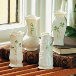 Belleek Pottery LTD Belleek China Shamrock Mini 4" Vases, Set Of Four -wine set shop B1781 aa