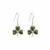 Cashs Crystal Cashs Ireland, Sterling Silver And Connemara Marble Shamrock Pierced Earrings Pair -wine set shop S33539C S33539 a1