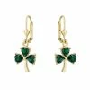 Cashs Crystal Cashs Ireland, Gold Plated Shamrock And Crystal Drop Earrings -wine set shop S33579C a1