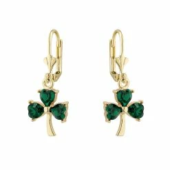 Cashs Crystal Cashs Ireland, Gold Plated Shamrock And Crystal Drop Earrings