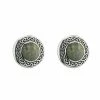 Cashs Crystal Cashs Ireland, Sterling Silver Connemara Marble Round Stud Earrings -wine set shop S33773C a1