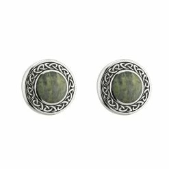Cashs Crystal Cashs Ireland, Sterling Silver Connemara Marble Round Stud Earrings