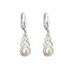 Cashs Crystal Cashs Ireland, Sterling Silver And Parrl Celtic Knot Earrings -wine set shop S33918C a1