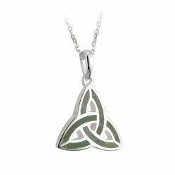 Cashs Crystal Cashs Ireland, Sterling Silver Connemara Marble Trinity Knot Pendant