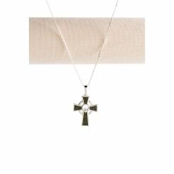 Cashs Crystal Cashs Ireland, Connemara Marble Sterling Silver Claddagh Cross Pendant Necklace