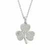 Cashs Crystal Cashs Ireland, Rhodium Shamrock Pendant Necklace -wine set shop S45994C a1