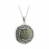 Cashs Crystal Cashs Ireland, Sterling Silver And Connemara Marble Round Celtic Necklace -wine set shop S46133C a1