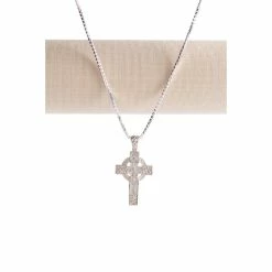 Cashs Crystal Cashs Ireland, Sterling Silver Irish Cross Pendant Necklace