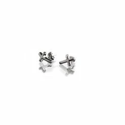 Cashs Crystal Cashs Ireland, Sterling Silver Manach Cross Pierced Earrings Pair